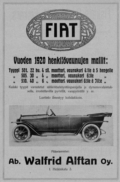 Fiat- mainos 1920